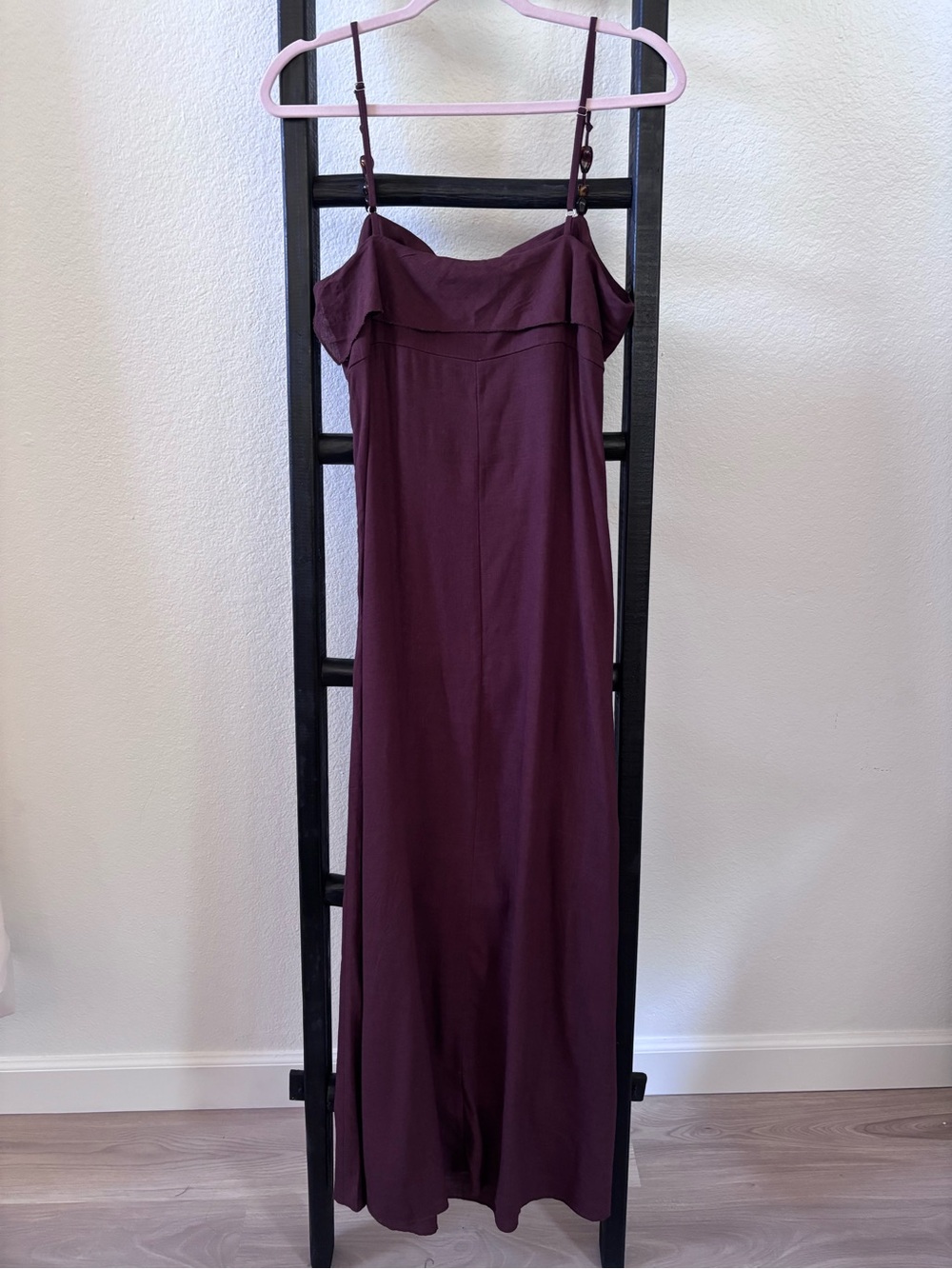 Paper Heart Boho Brown Linen Blend Maxi Dress Size Large Beachy Fall Flowy - Picture 6 of 10